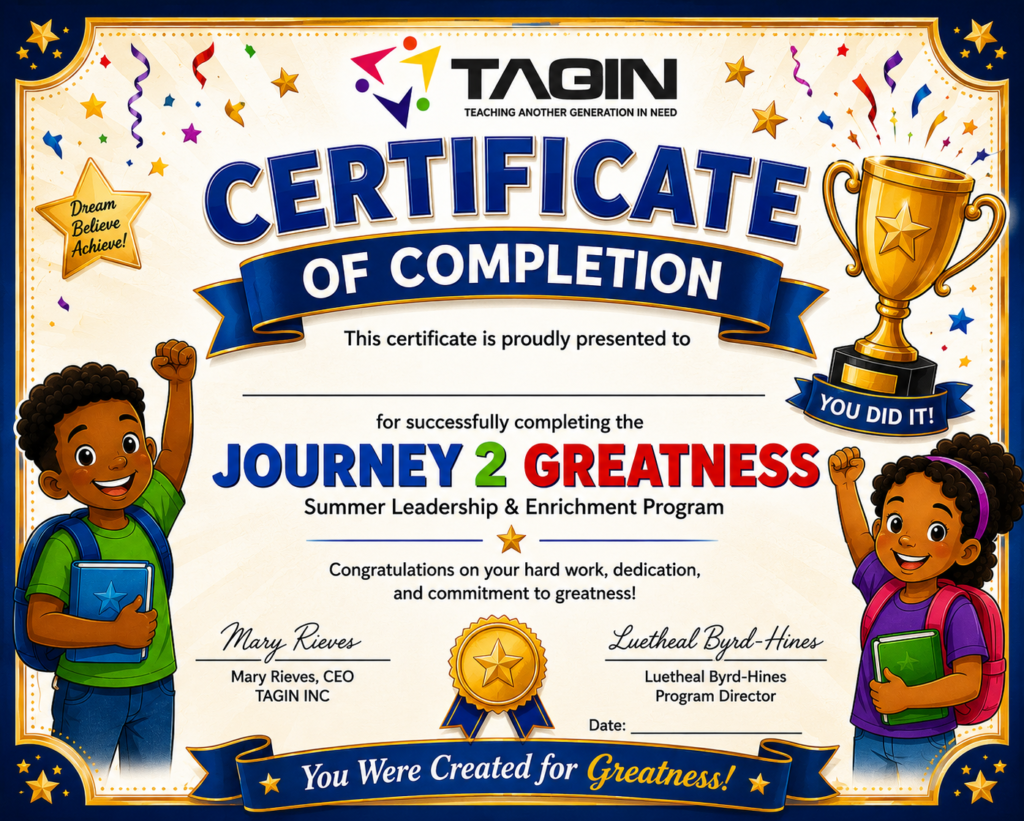 Journey 2 Greatness Certificate